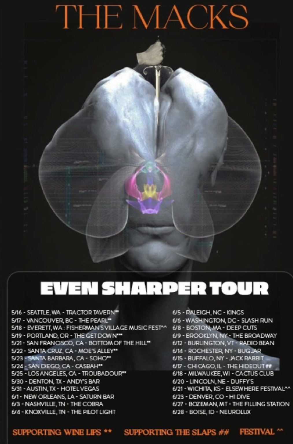 Even Sharper Tour poster with dates for The Macks in 2024